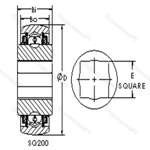 Подшипники шариковые радиальные с квадратным отверстием SQ 208-102 от производителя  AST
