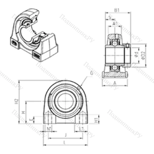 Подшипниковый узел шариковый радиальный EXPG 212