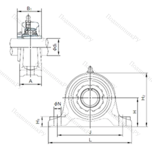 Подшипниковый узел шариковый радиальный UKIP 209+H 2309