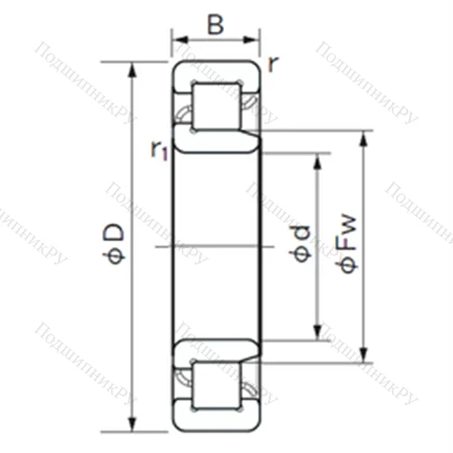 Подшипник роликовый радиальный NJ 1028