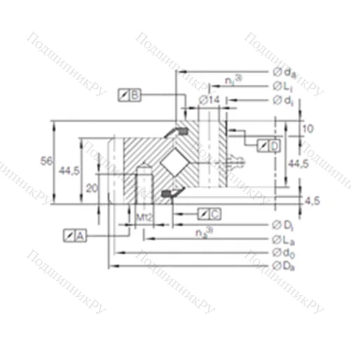 Подшипник роликовый опорно-поворотный XSA 14 1094 N от производителя  INA