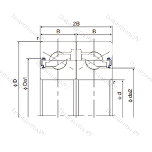 Подшипник шариковый упорно-радиальный спаренный 20TAB 04DF-2LR от производителя  NACHI Подшипник шариковый упорно-радиальный спаренный 20TAB 04DF-2LR от производителя  NACHI