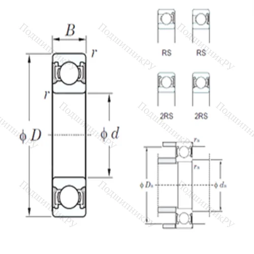 Подшипник шариковый радиальный 6805-2RS от производителя  KOYO Подшипник шариковый радиальный 6805-2RS от производителя  KOYO