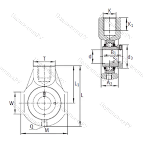 Подшипниковый узел шариковый радиальный THE 45