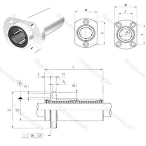 Подшипник шариковый линейный LMHP 6LUU