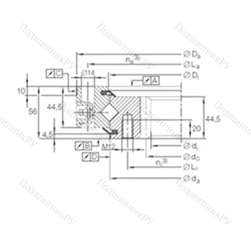 Подшипник роликовый опорно-поворотный XSI 14 0944 N от производителя  INA Подшипник роликовый опорно-поворотный XSI 14 0944 N от производителя  INA