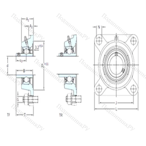 Подшипниковый узел шариковый радиальный FY 1.1/8 TF