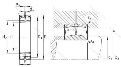 Сферический роликовый подшипник с конической посадкой на вал 30-1153509 АН (22209 CKW 33C 3) в Подольске