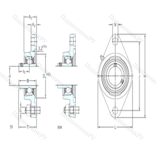 Подшипниковый узел шариковый радиальный FYTJ 3/4 TF