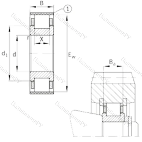 Подшипник роликовый радиальный RN 340-E-MPBX от производителя  FAG Подшипник роликовый радиальный RN 340-E-MPBX от производителя  FAG