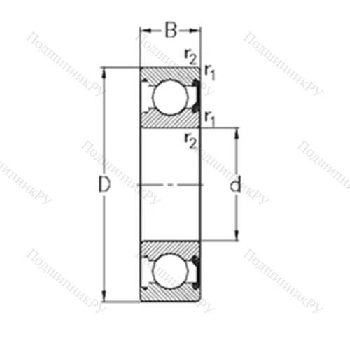 Подшипник шариковый радиальный 629-2RSR