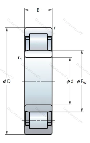 Роликовый цилиндрический подшипник NU 2219 W от производителя  NSK Роликовый цилиндрический подшипник NU 2219 W от производителя  NSK