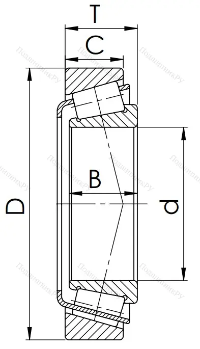 Конический роликовый подшипник 6-2007114 А