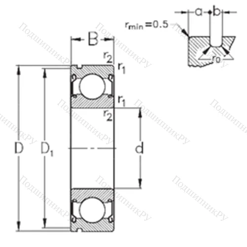Подшипник шариковый радиальный 6204-2Z-N