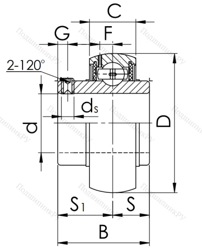 Корпусный подшипник UC 211 (480211 ГОСТ) в Подольске
