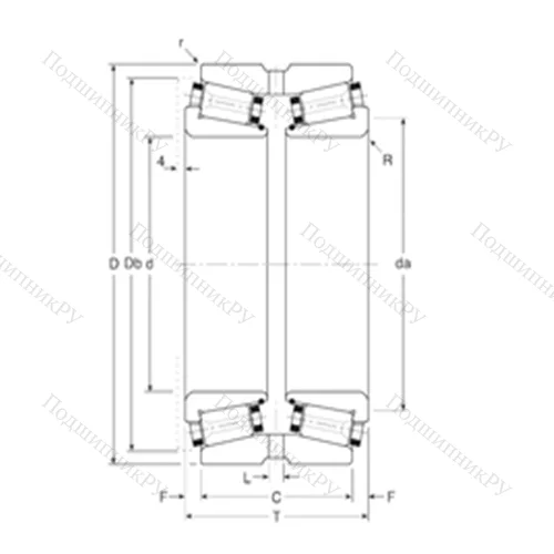 Подшипник роликовый радиально-упорный 184120/184200G от производителя  Gamet Подшипник роликовый радиально-упорный 184120/184200G от производителя  Gamet