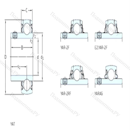 Подшипник шариковый радиальный YAR 208-109-2F от производителя  SKF