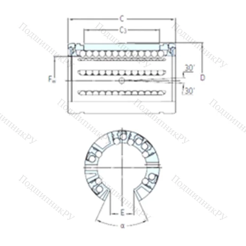 Подшипник шариковый линейный LBCF 30 A