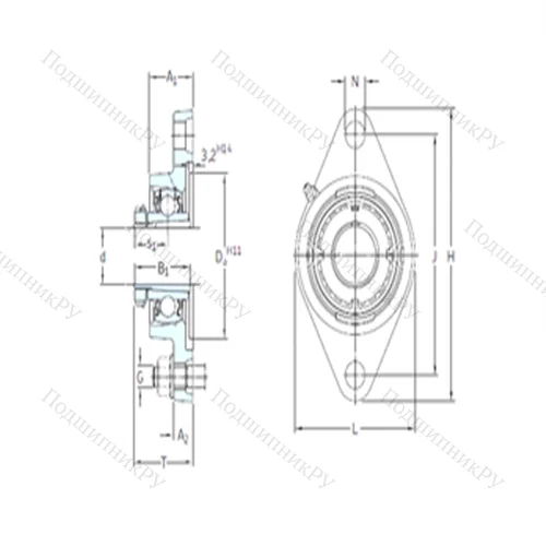 Подшипниковый узел шариковый радиальный FYTJ 45 KF+H 2309