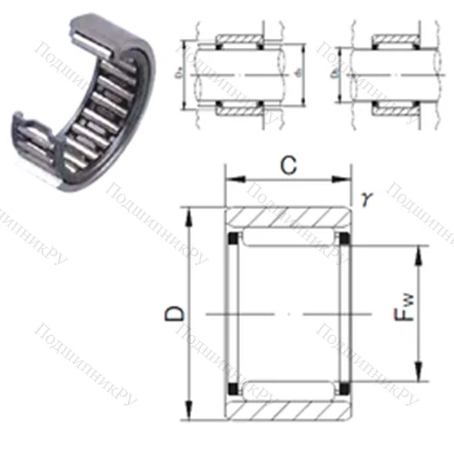 Подшипник игольчатый радиальный RNAF 7148