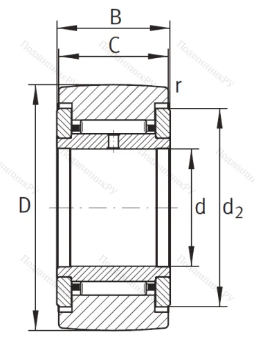 Игольчатый подшипник NATR 30 от производителя  INA
