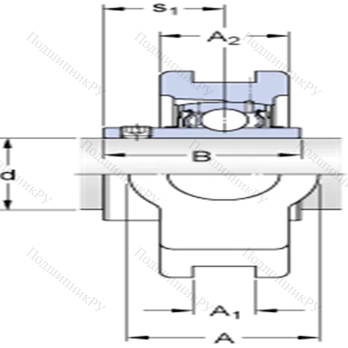 Натяжные подшипниковые узлы типа Y (литой корпус, крепление стопорными винтами) TUJ 55 TF