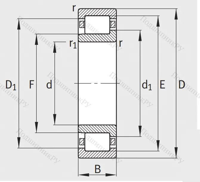 Роликовый цилиндрический подшипник NJ 2210 E XL TVP 2