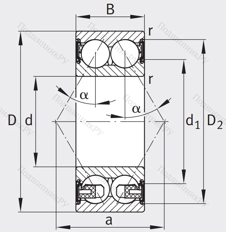 Двухрядный шариковый подшипник 3310 BD XL 2HRS TVH