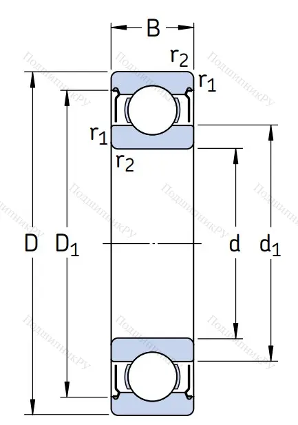 Однорядный шариковый подшипник W 627 - 2Z