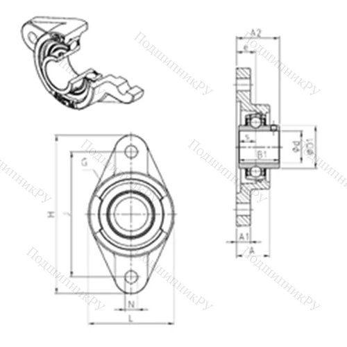 Подшипниковый узел шариковый радиальный UCFL 308 от производителя  SNR