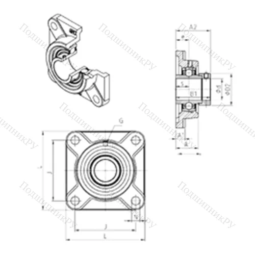 Подшипниковый узел шариковый радиальный EXF 212