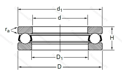 Упорный шариковый подшипник 8124 (51124) в Подольске
