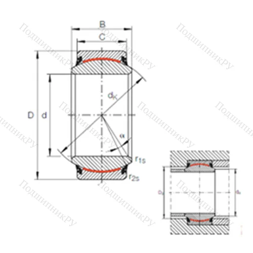 Подшипник скольжения сферический GE 70 UK-2RS