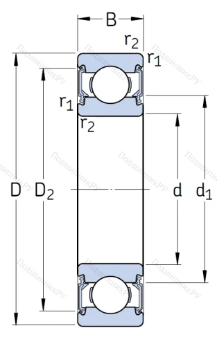 Однорядный шариковый подшипник 6005 2RSH/C 3 от производителя  SKF
