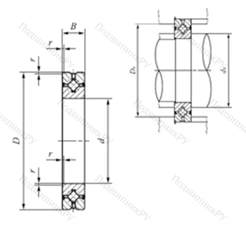 Подшипник роликовый упорно-радиальный с четырехточечным контактом CRBH 3510 A UU