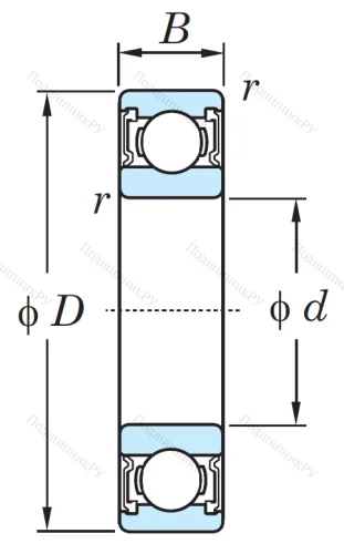 Однорядный шариковый подшипник 6007 2RS от производителя  KOYO