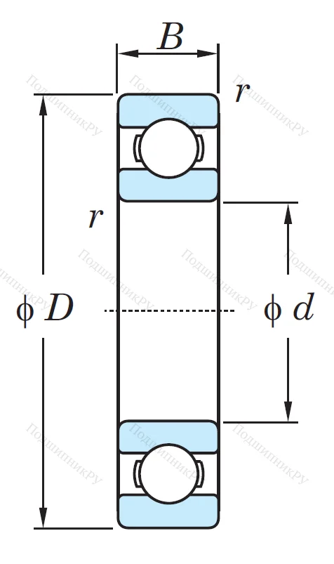 Однорядный шариковый подшипник 6307 C 3