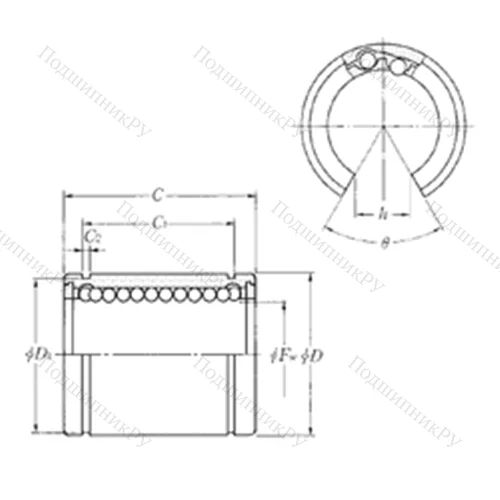 Подшипник шариковый линейный KLM 16P