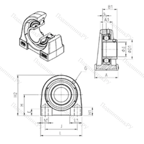Подшипниковый узел шариковый радиальный USPG 205