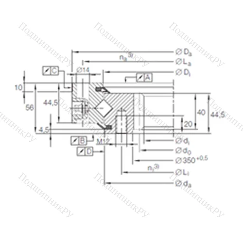 Подшипник роликовый опорно-поворотный XSI 14 0414 N от производителя  INA Подшипник роликовый опорно-поворотный XSI 14 0414 N от производителя  INA