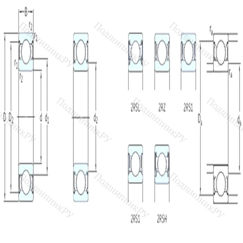 Подшипник шариковый радиальный W 606-2RS 1