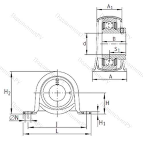 Подшипниковый узел шариковый радиальный PBY 15