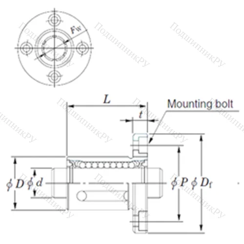 Подшипник шариковый линейный SDMF 8MG от производителя  KOYO