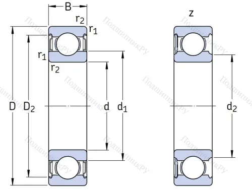 Однорядный шариковый подшипник 6210 2Z/C 4 от производителя  SKF