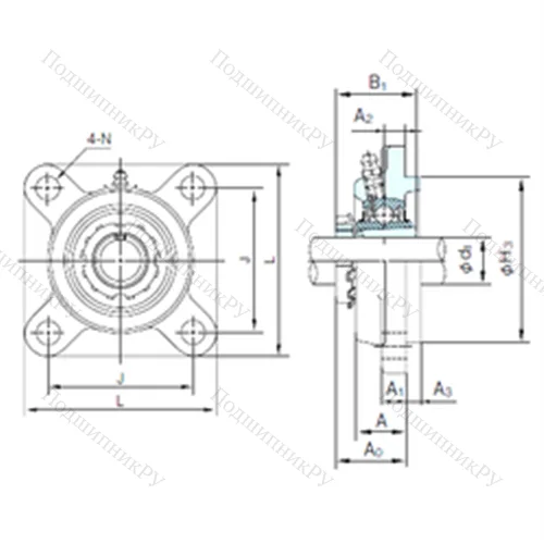 Подшипниковый узел шариковый радиальный UKFS 313+H 2313