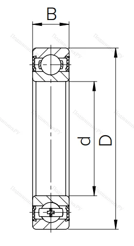 Шариковый однорядный подшипник 180108 (6008 2RS)