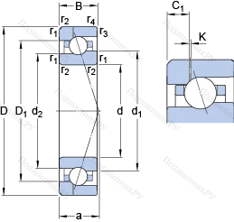 Подшипник 7007 CE/P 4AH 1