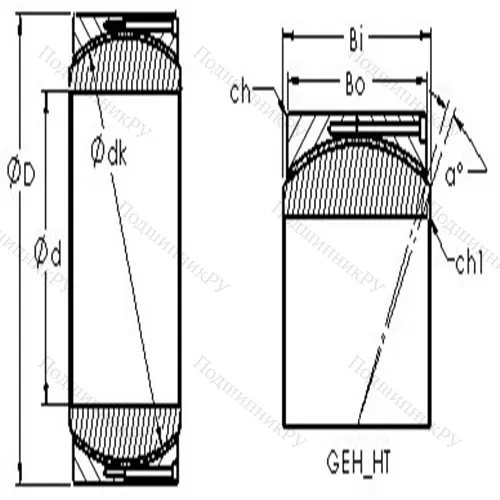 Подшипник скольжения сферический GEH 560HT от производителя  AST