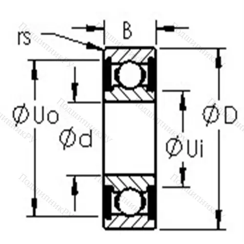 Подшипники шариковые радиальные однорядные 6305-2RS от производителя  AST