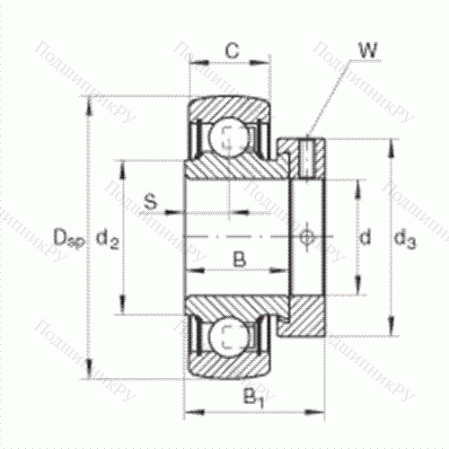 Подшипник шариковый закрепляемый RAE 20-NPP-B от производителя  INA Подшипник шариковый закрепляемый RAE 20-NPP-B от производителя  INA